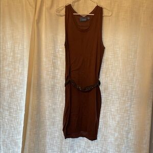 Elegant Brown Sleeveless Dress